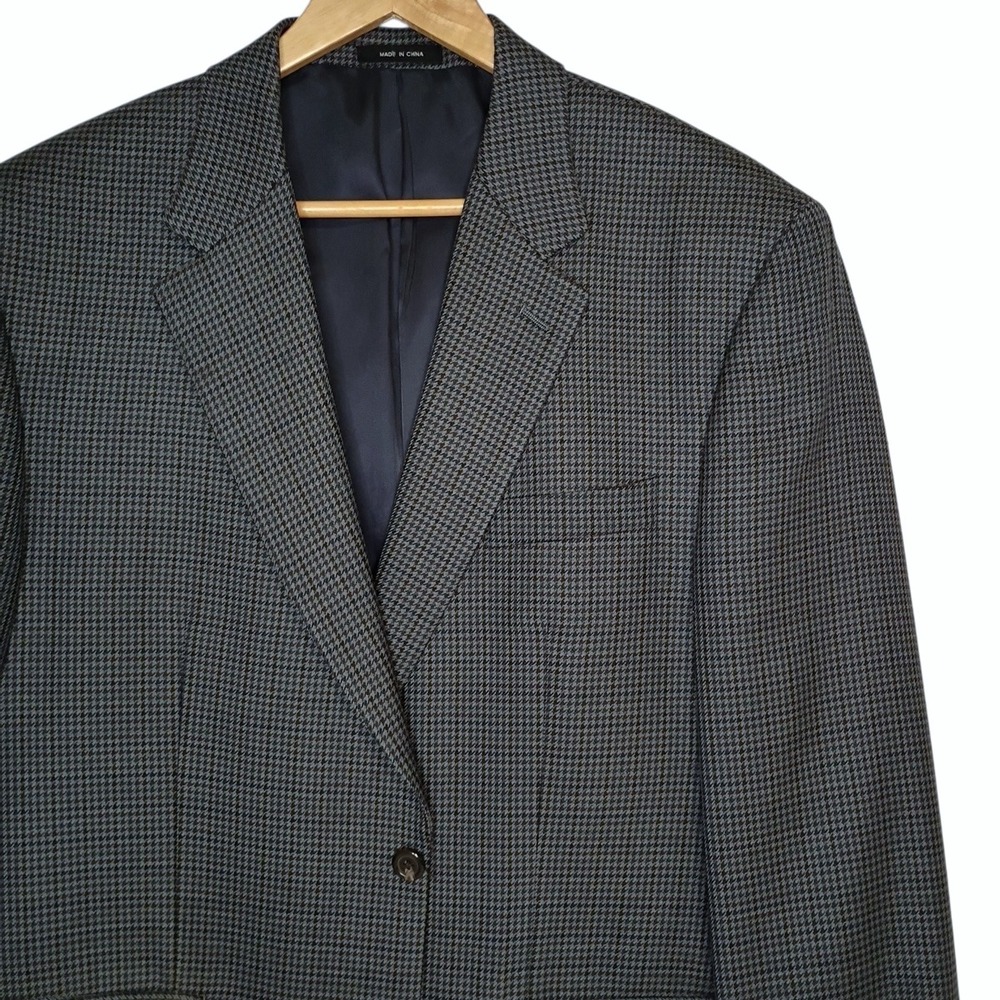 Lauren Ralph Lauren Blazer Mens‎ 44R Blue Black Gray Houndstooth Wool Sport Coat